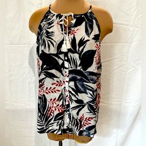 Lucky Brand Live in Love spaghetti strap tropical foliage tank top. Size L